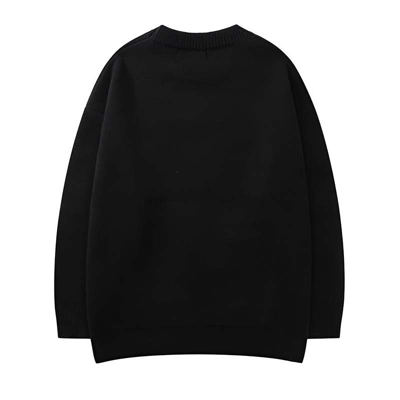 Retro Letter Crew Neck Pullover Sweater