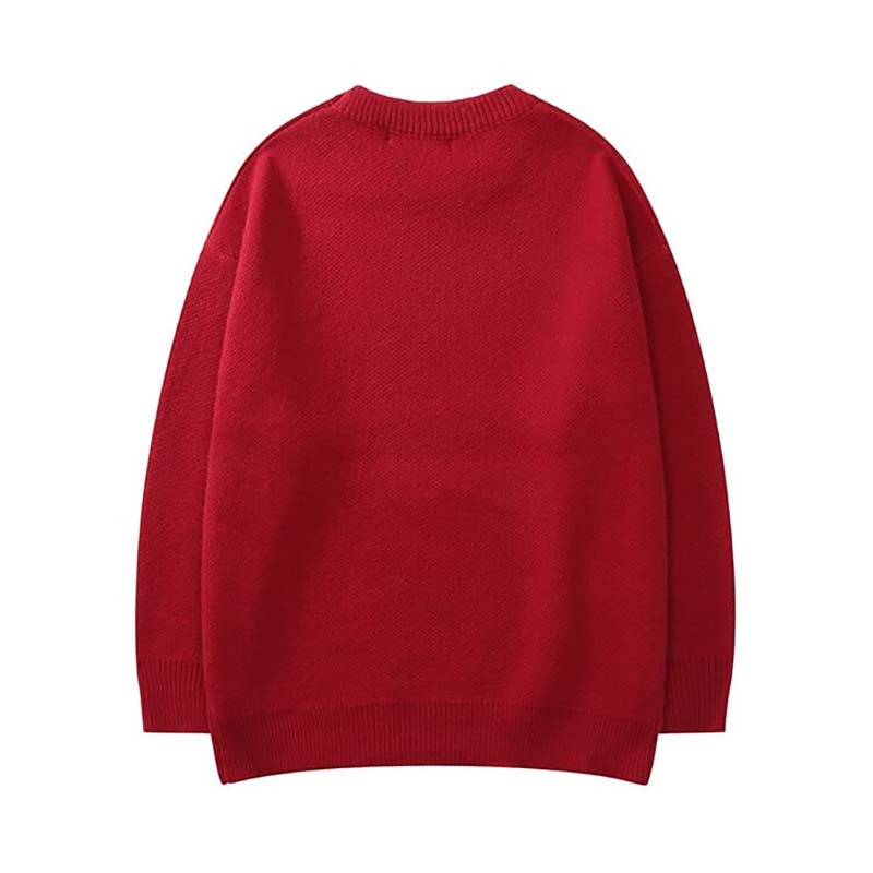 Retro Letter Crew Neck Pullover Sweater