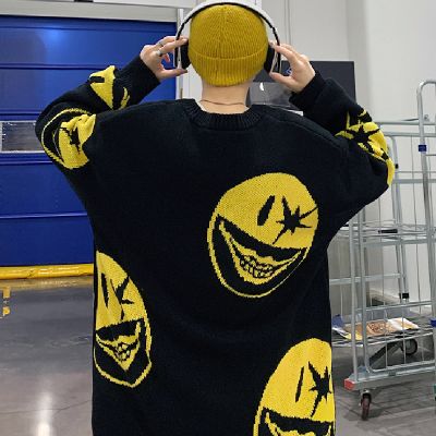 Round Neck Loose Personality Hip Hop Knitted Sweater