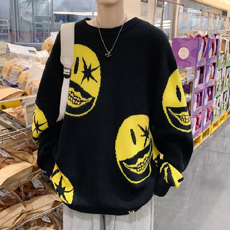 Round Neck Loose Personality Hip Hop Knitted Sweater