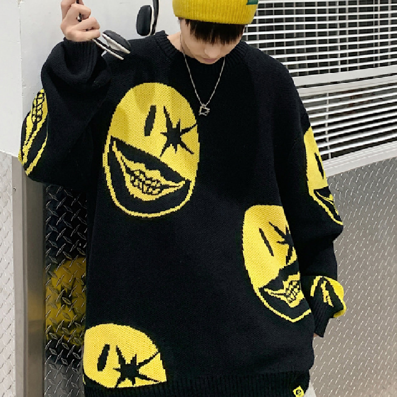 Round Neck Loose Personality Hip Hop Knitted Sweater