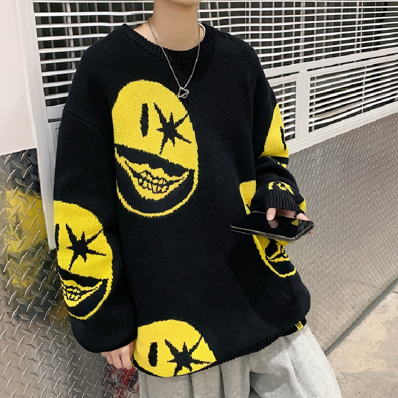 Round Neck Loose Personality Hip Hop Knitted Sweater