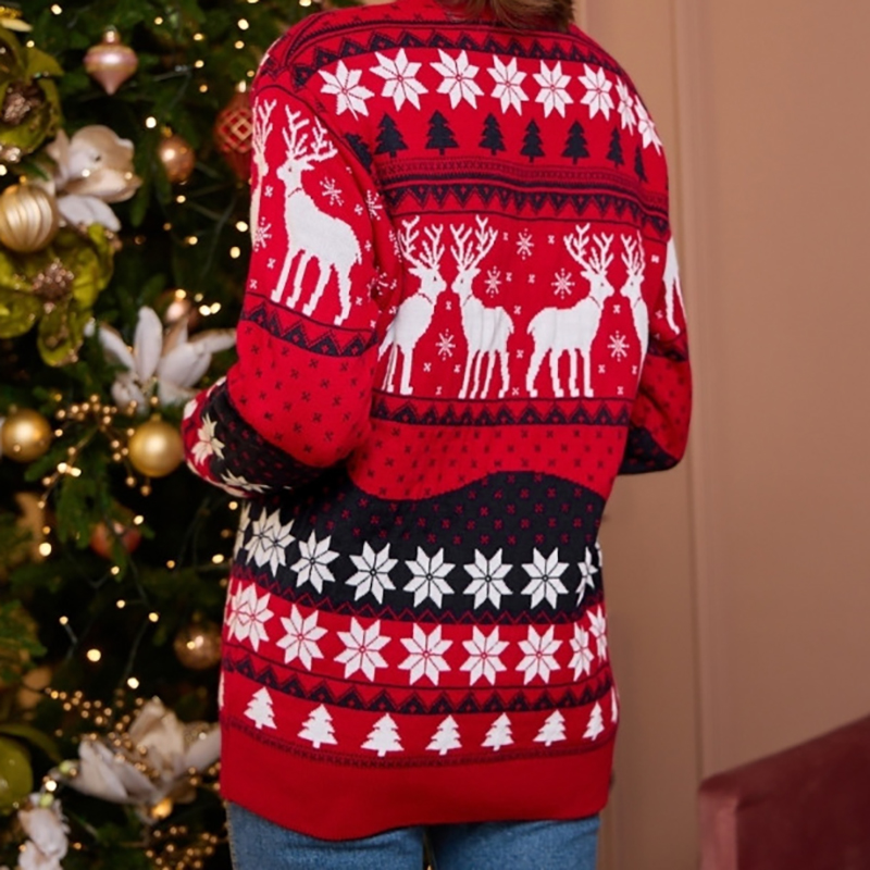 Christmas Couple Elk Jacquard Long Sleeve Sweater