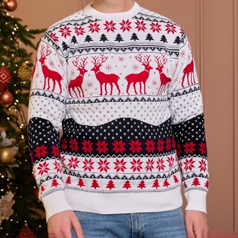 Christmas Couple Elk Jacquard Long Sleeve Sweater