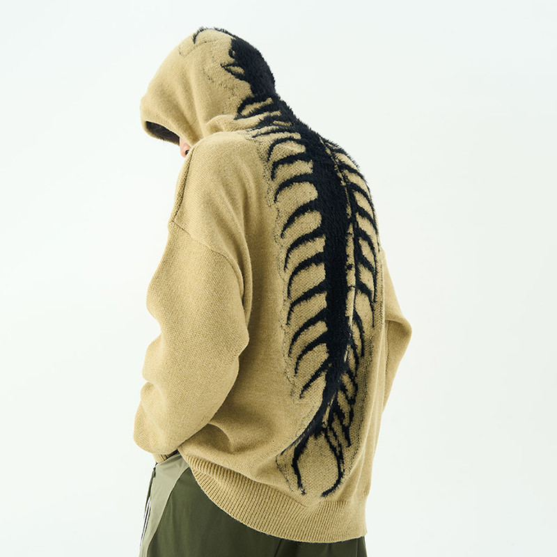 Skeleton Print Hooded Casual Sweater