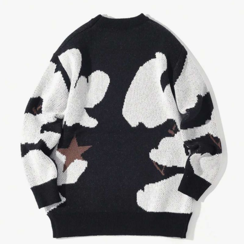 Dreadlock Doll Print Pullover Crew Neck Sweater