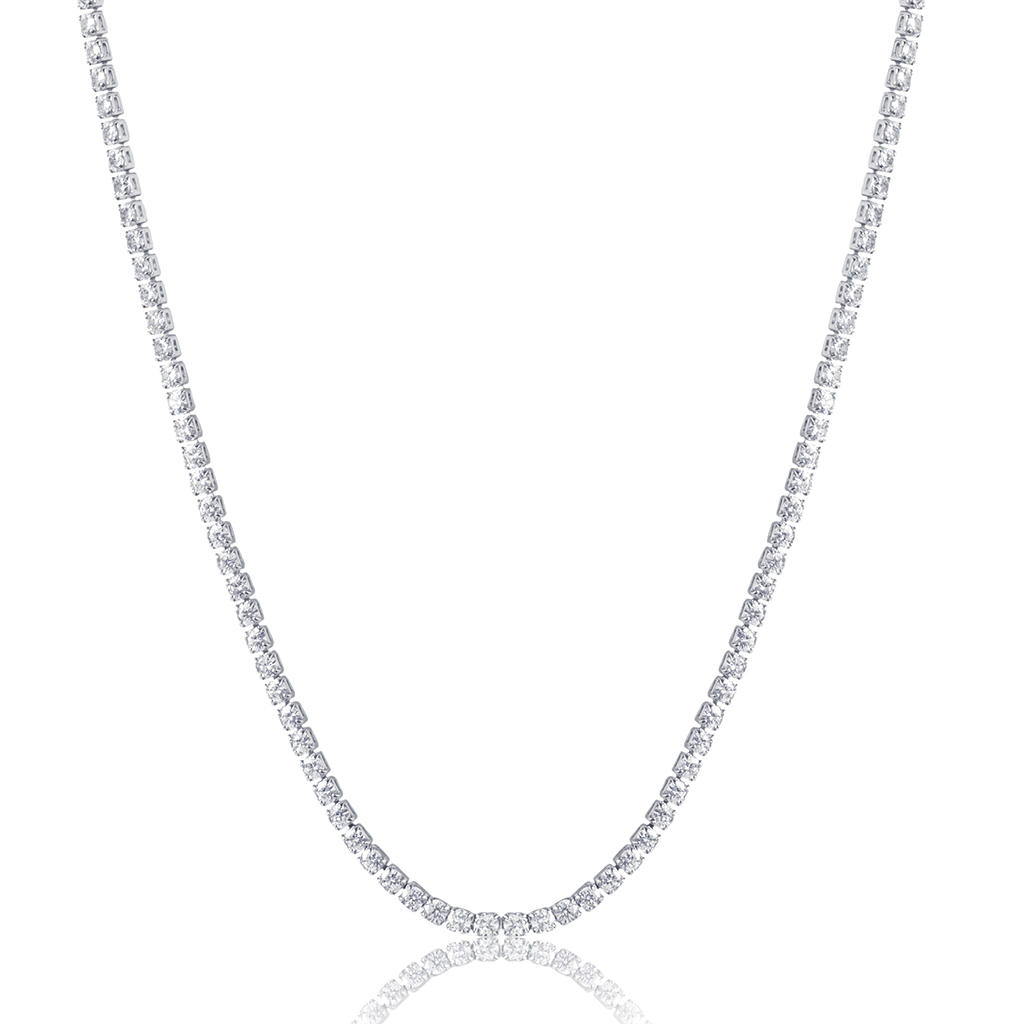  Iced 3mm Crystal Tennis Chain in White Gold