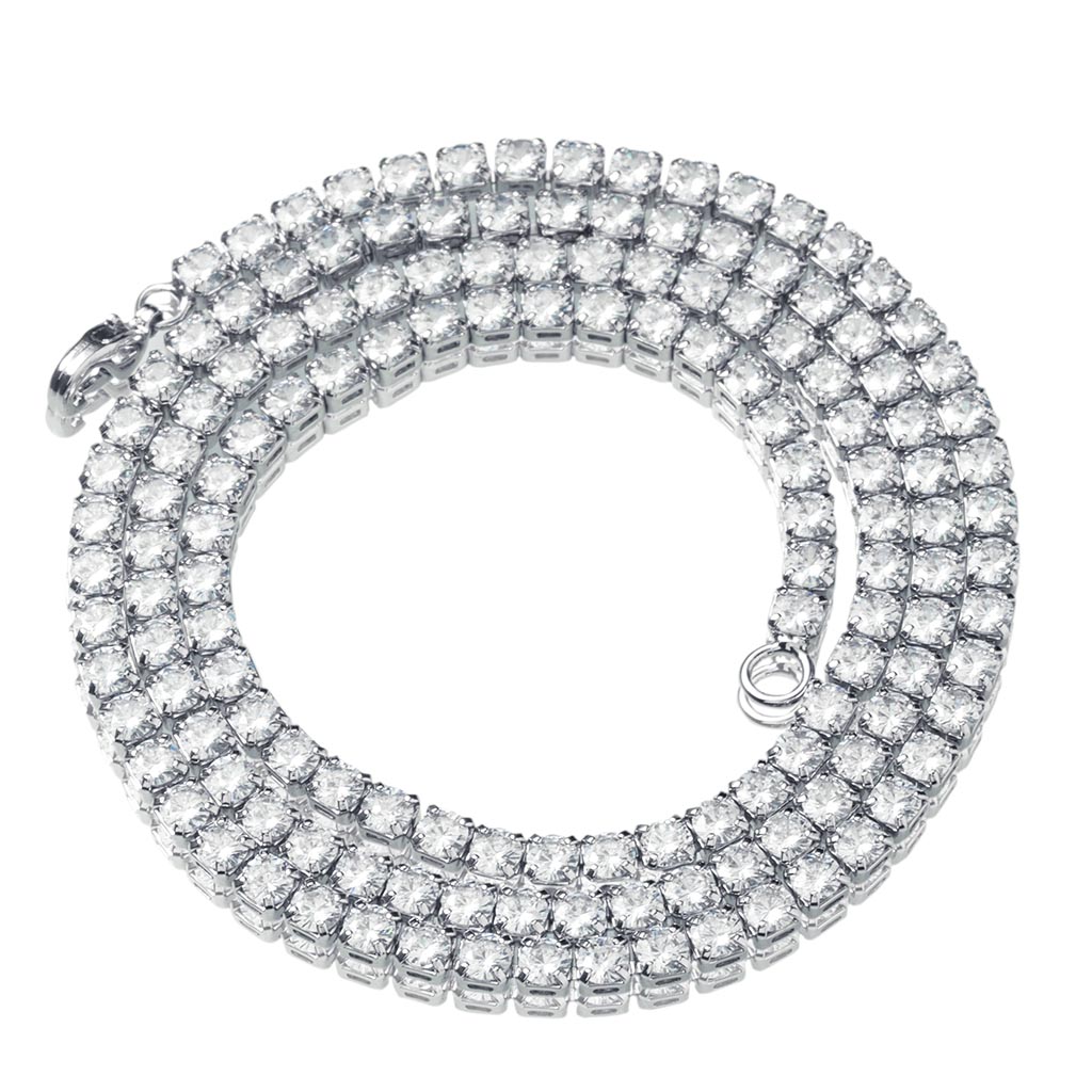  Iced 3mm Crystal Tennis Chain in White Gold