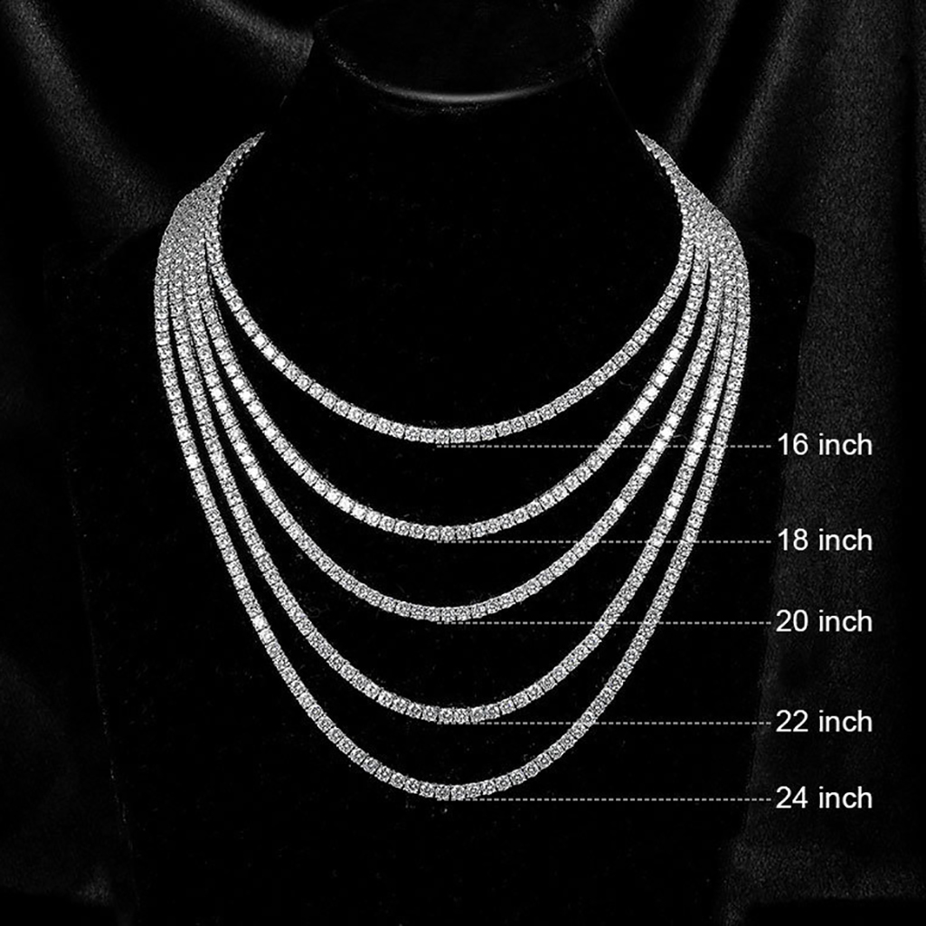 Iced 3mm Crystal Tennis Chain in White Gold Iced 3mm Crystal Tennis Chain in White Gold