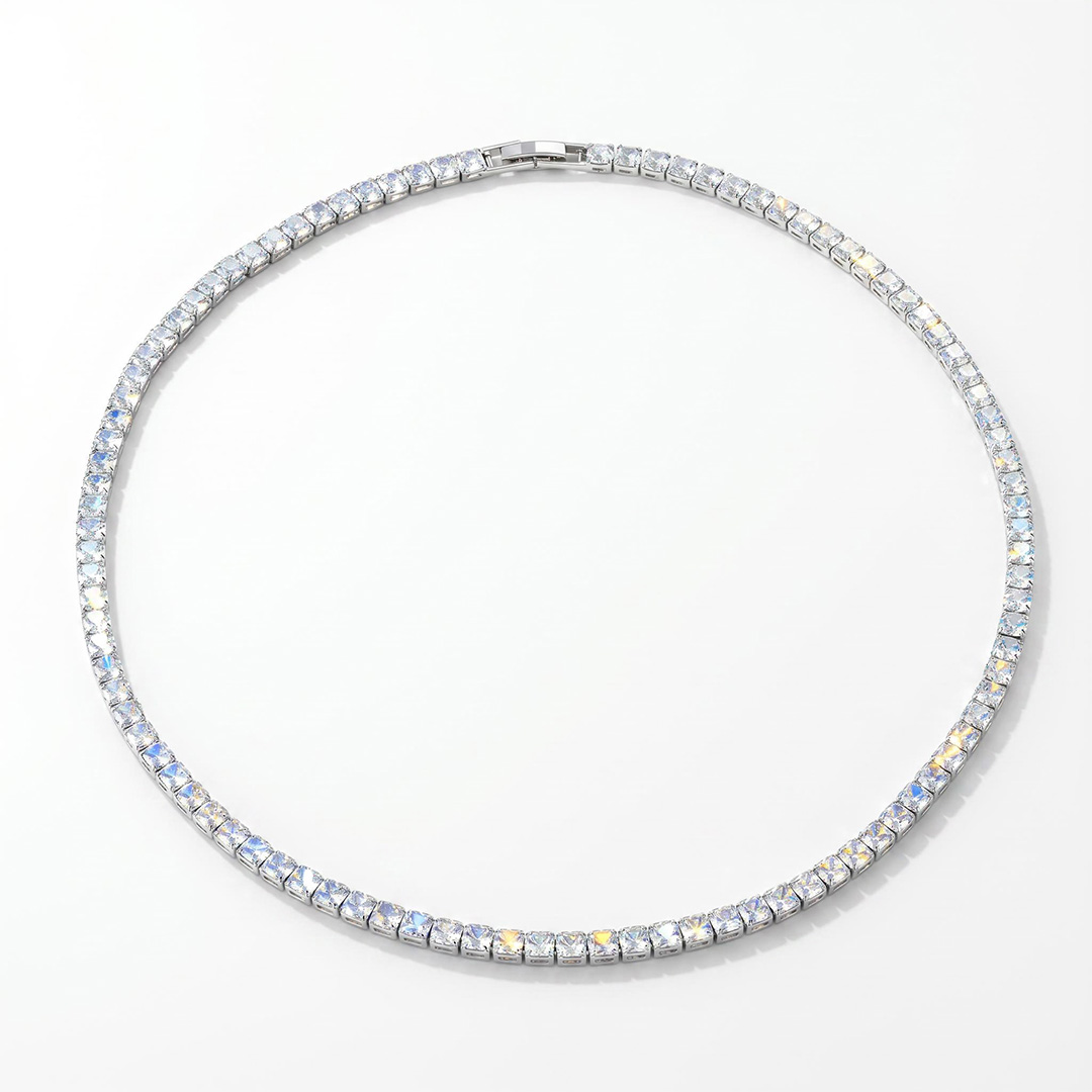  Iced 3mm Crystal Tennis Chain in White Gold