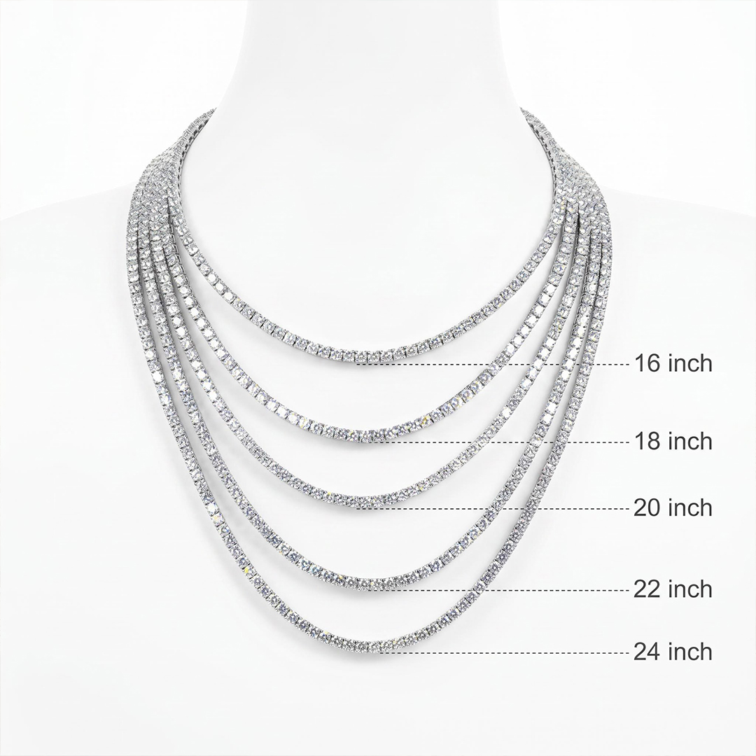  Iced 3mm Crystal Tennis Chain in White Gold