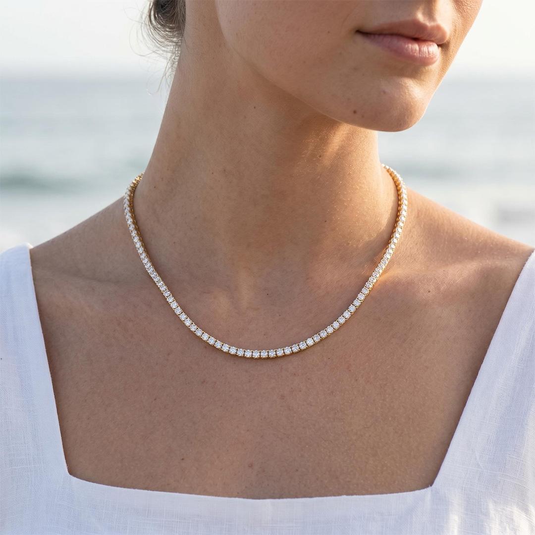  Iced 3mm Crystal Tennis Chain in White Gold