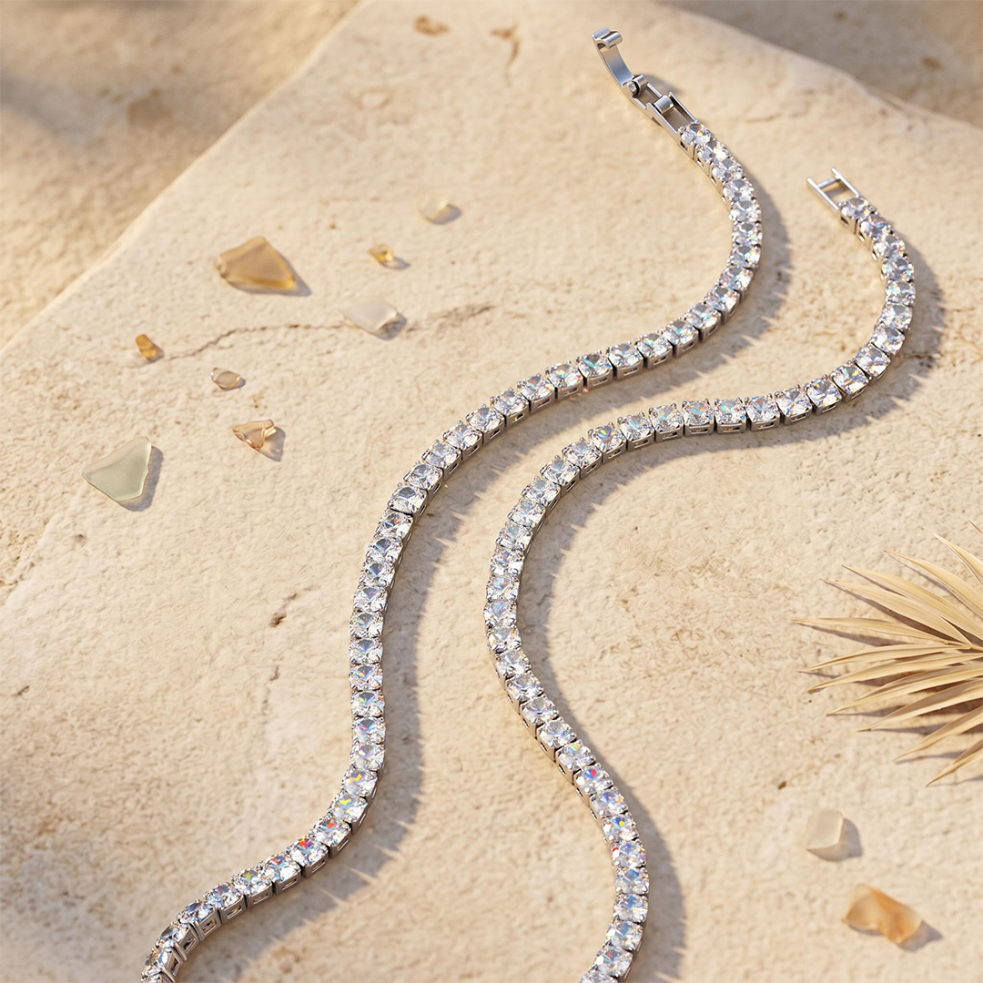  Iced 3mm Crystal Tennis Chain in White Gold