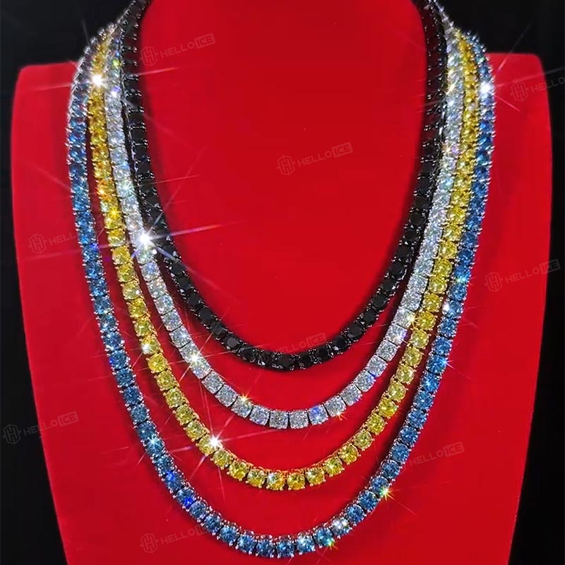 5mm Fancy Yellow Stones Tennis Chain in Gold
