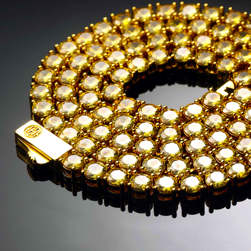 5mm Fancy Yellow Stones Tennis Chain in Gold
