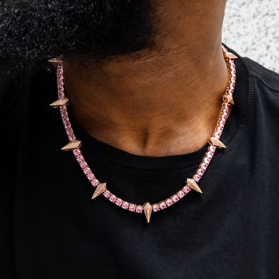 5mm Pink Fight Tooth and Claw Tennis Chain in Rose Gold