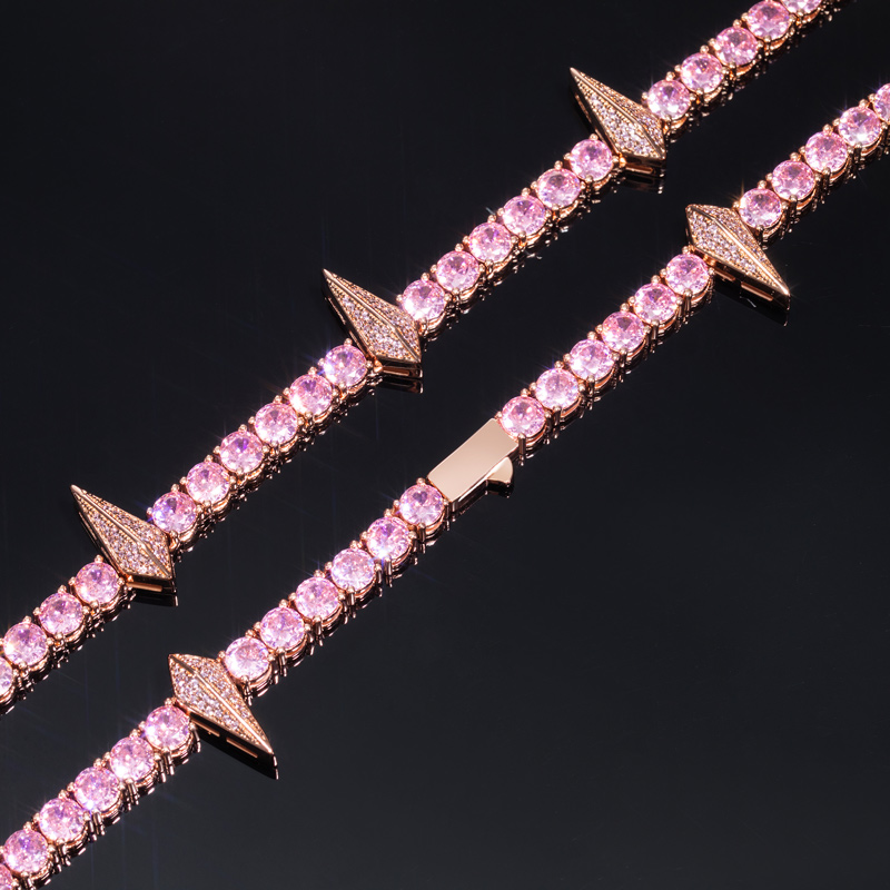 5mm Pink Fight Tooth and Claw Tennis Chain in Rose Gold