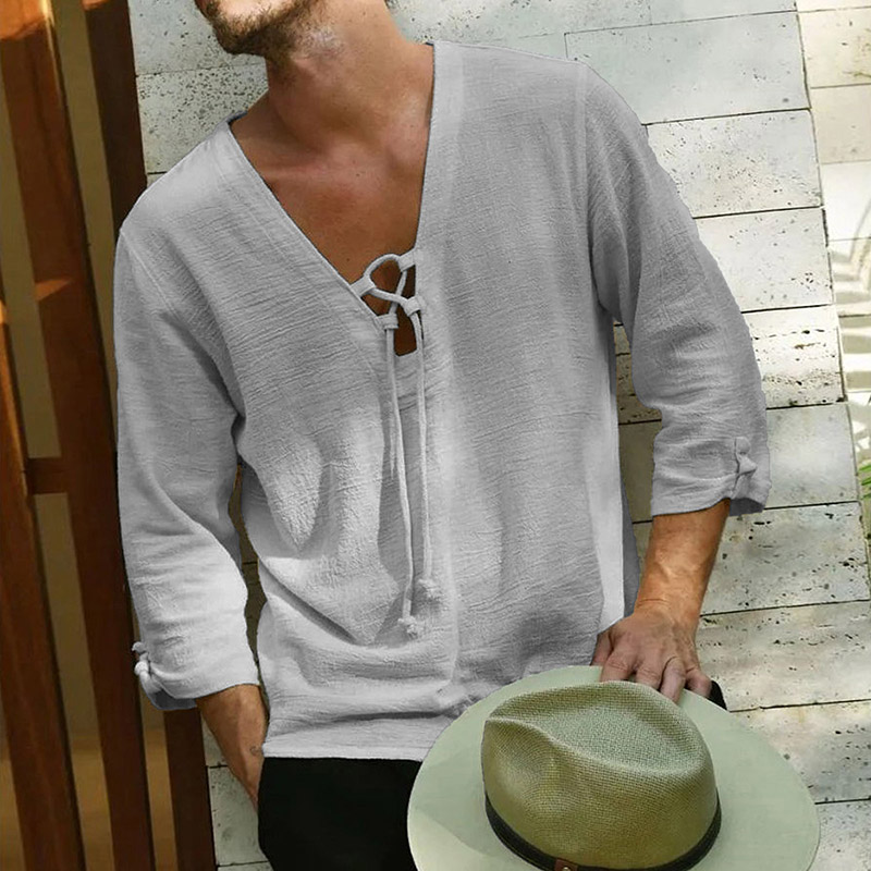 Men's Beach  Casual Cotton and Linen Shirt