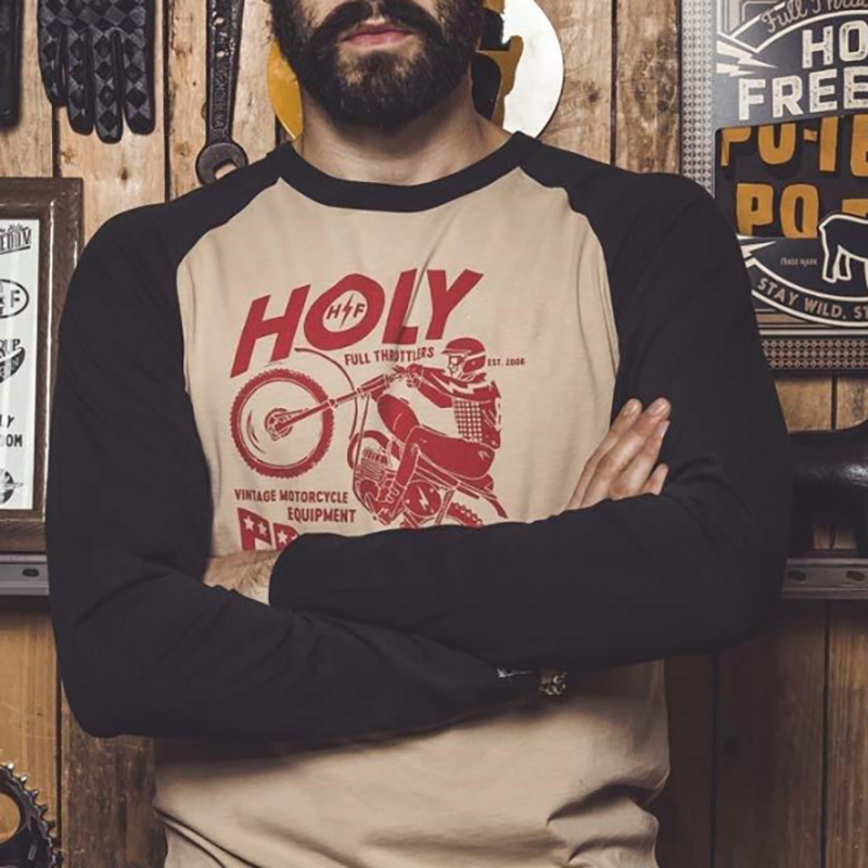 Men's Long Sleeve Biker Print T-Shirt