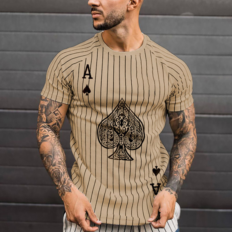 Men's Street Fashion poker print T-shirt