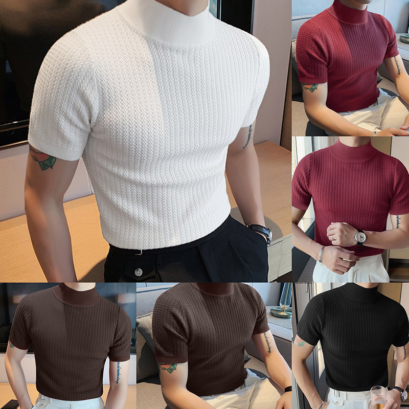 Short Sleeve Stretch Skinny Knit T-Shirt