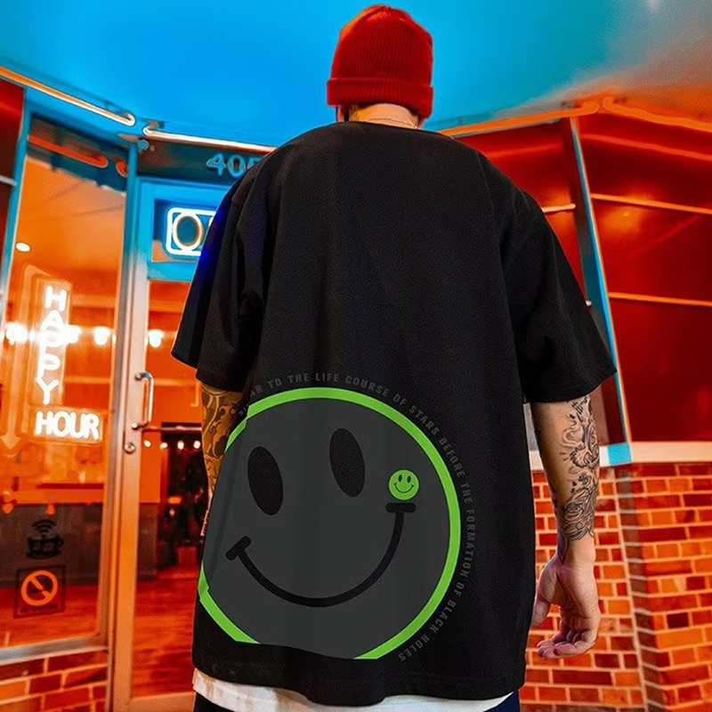 Short Sleeve Loose Hip Hop Smiley T-Shirt Short Sleeve Loose Hip Hop Smiley T-Shirt