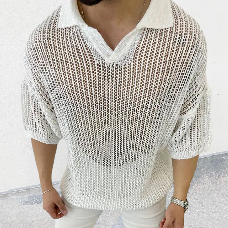 French Knit Hollow Polo Vest main image 0