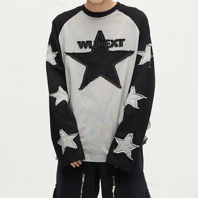 Star Patch Embroidered Long-sleeved T-shirt