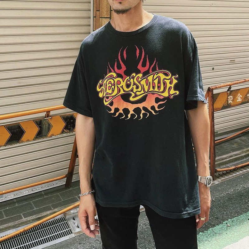 Graphic Tee Cotton American Flame Print