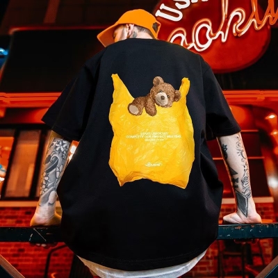 Graphic Tee With Garbage Bag Bear