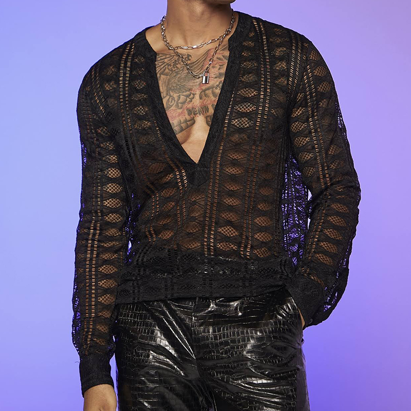 Street Fishnet Long Sleeve Cutout T-Shirt