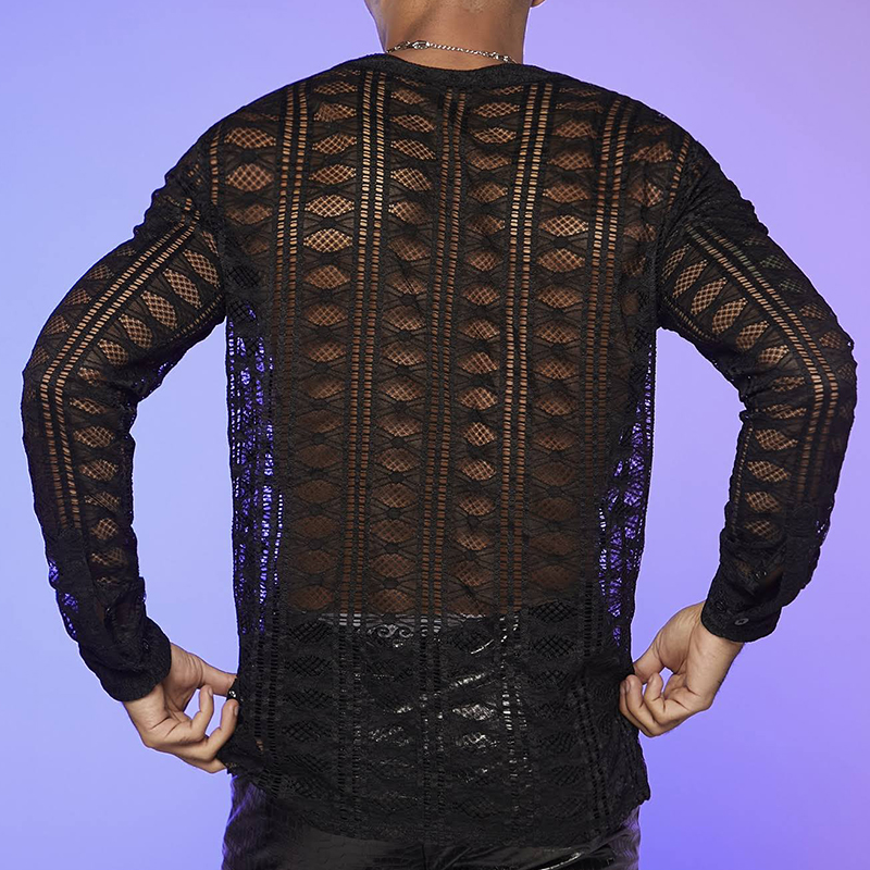 Street Fishnet Long Sleeve Cutout T-Shirt