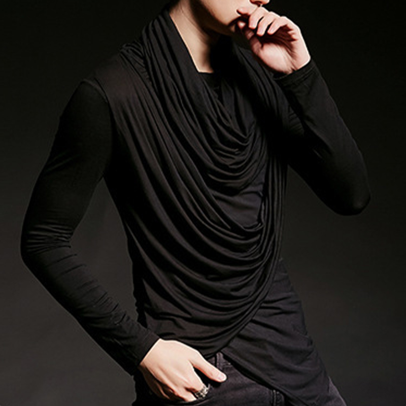 Minimalist Solid Color Stacked Neck T-Shirt Minimalist Solid Color Stacked Neck T-Shirt