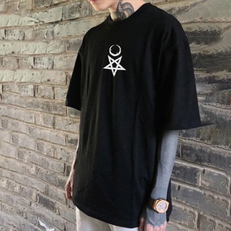 Satanic Spell Totem Wizard Print T-Shirt