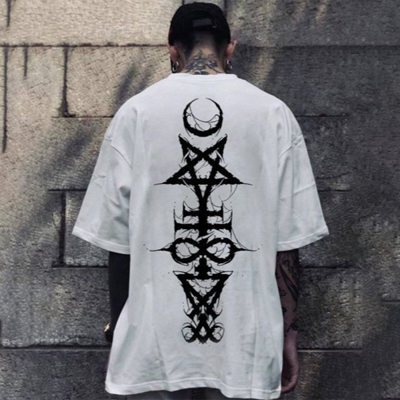 Satanic Spell Totem Wizard Print T-Shirt