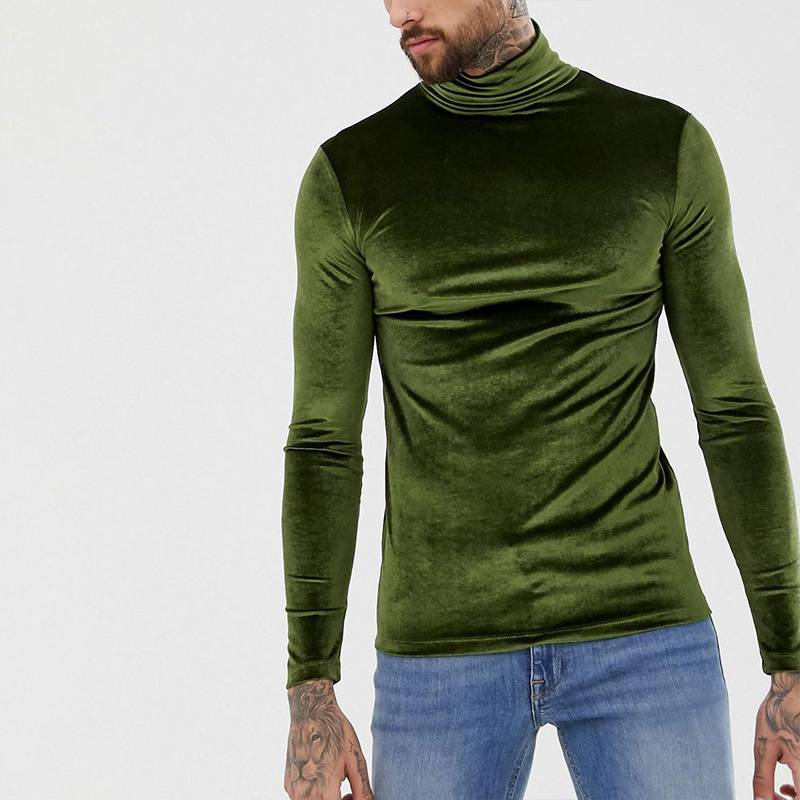Gold Velvet Turtleneck Long Sleeve T-Shirt Gold Velvet Turtleneck Long Sleeve T-Shirt