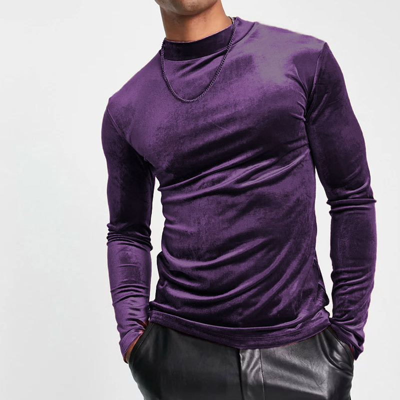 Gold Velvet Turtleneck Long Sleeve T-Shirt Gold Velvet Turtleneck Long Sleeve T-Shirt