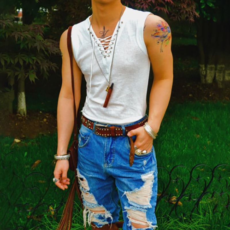 Roman Style V Neck Sexy Slim Solid Color Vest Roman Style V Neck Sexy Slim Solid Color Vest