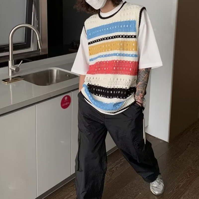 Japanese Sleeveless Colorful Knit Vest