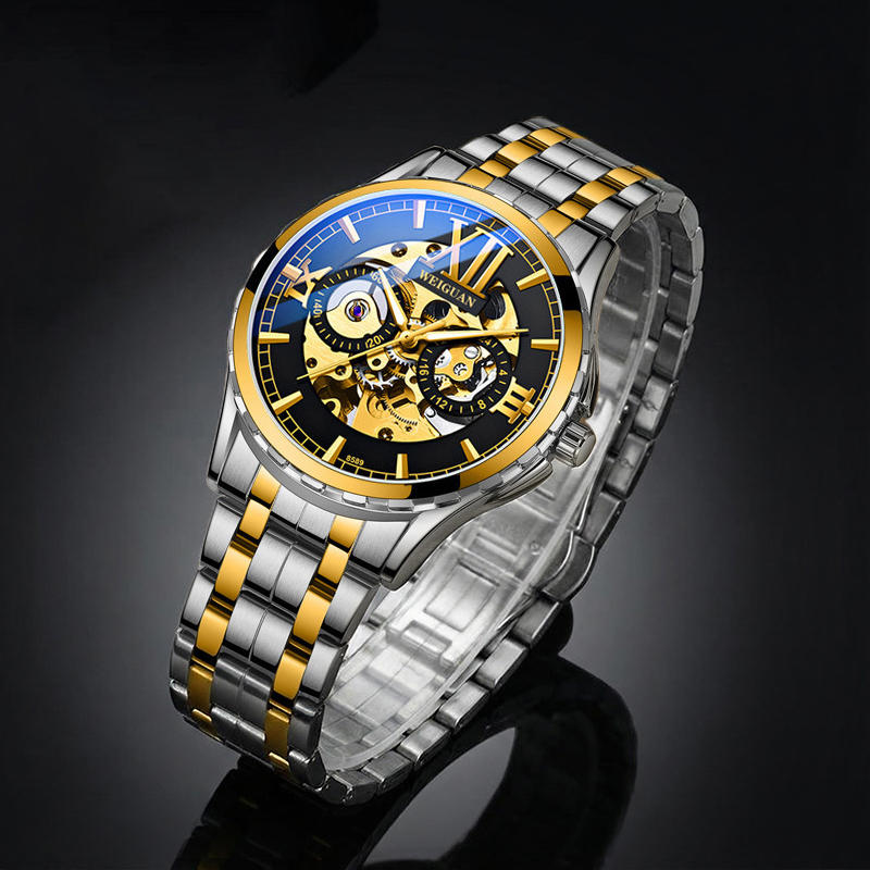 Skeleton Luminous Automatic Mechanical Men's Watch with Steel Strap Skeleton Luminous Automatic Mechanical Men's Watch with Steel Strap
