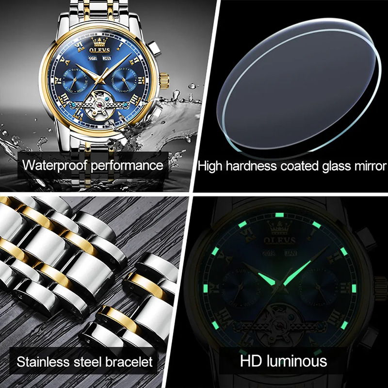 Automatic Skeleton Mechanical Waterproof Stainless Steel Watch