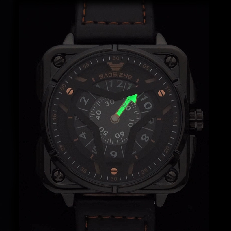 Unique Square Dial Waterproof Quartz Watch with Leather Strap