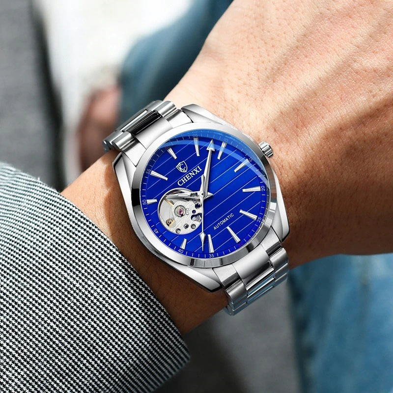 43mm Hollow Automatic Mechanical Stainless Steel Watch
