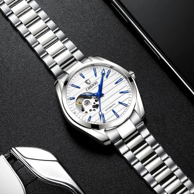 43mm Hollow Automatic Mechanical Stainless Steel Watch