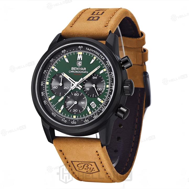 Multifunctional Luminous Waterproof Quartz Watch with Leather Strap