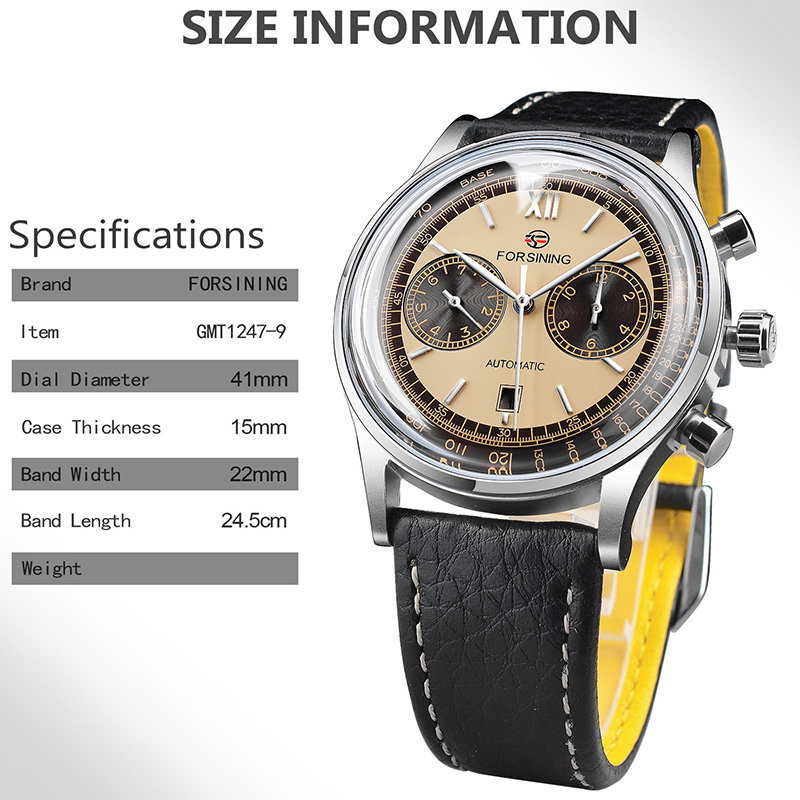 Multifunctional Automatic Mechanical Watch with Leather Strap
