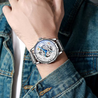 Hollow Luminous Stainless Steel Automatic Mechanical Watch
