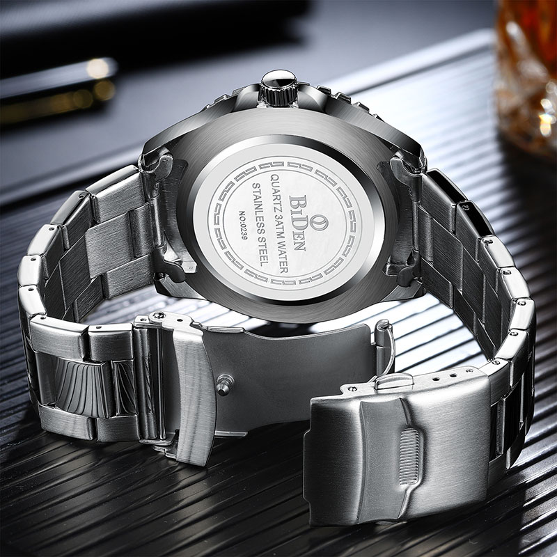  Rotatable Bezel Luminous Waterproof Stainless Steel Quartz Watch