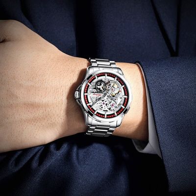 Classic Automatic Mechanical Waterproof Stainless Steel Skeleton Watch