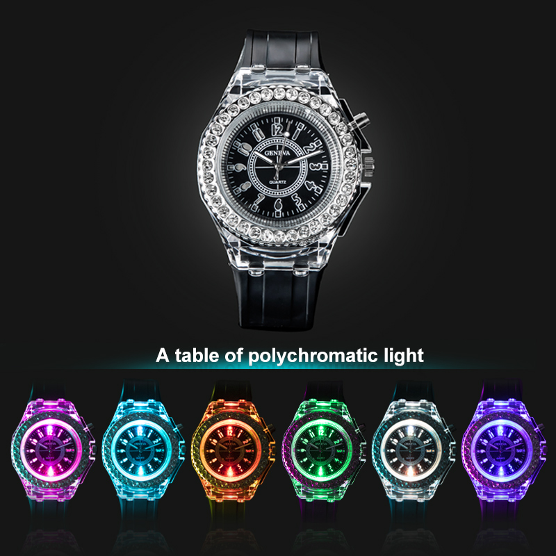 LED Flashing Sport Quartz Watch with Silicone Strap